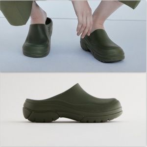 Zara Khaki Green Lightweight Sport Sole Clogs NWT